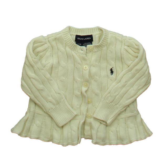Ralph Lauren Mädchen Elfenbein Strickjacke