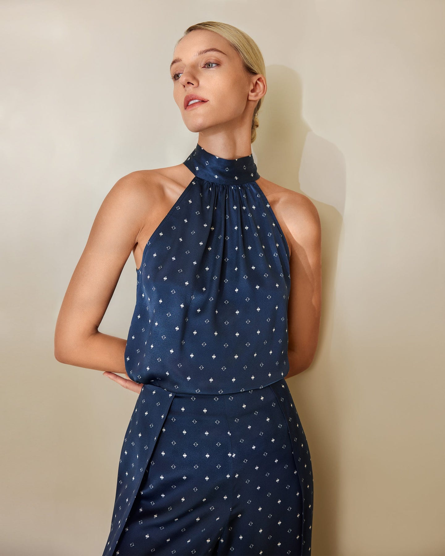 Neckholder Seide Top für Damen