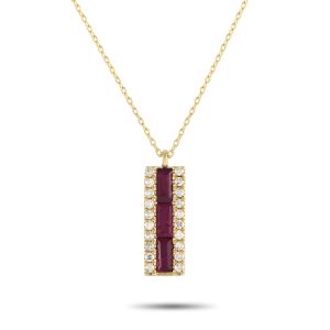 LB Exclusive 14K Gelbgold 0,10ct Diamant und Rubin Anhänger Halskette - – PD4 / 16063YRU