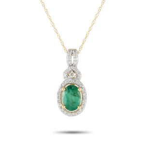 LB Exclusive 14K Gelbgold 0,15ct Diamant und Smaragd Halskette - – PD4 / 15738YEM