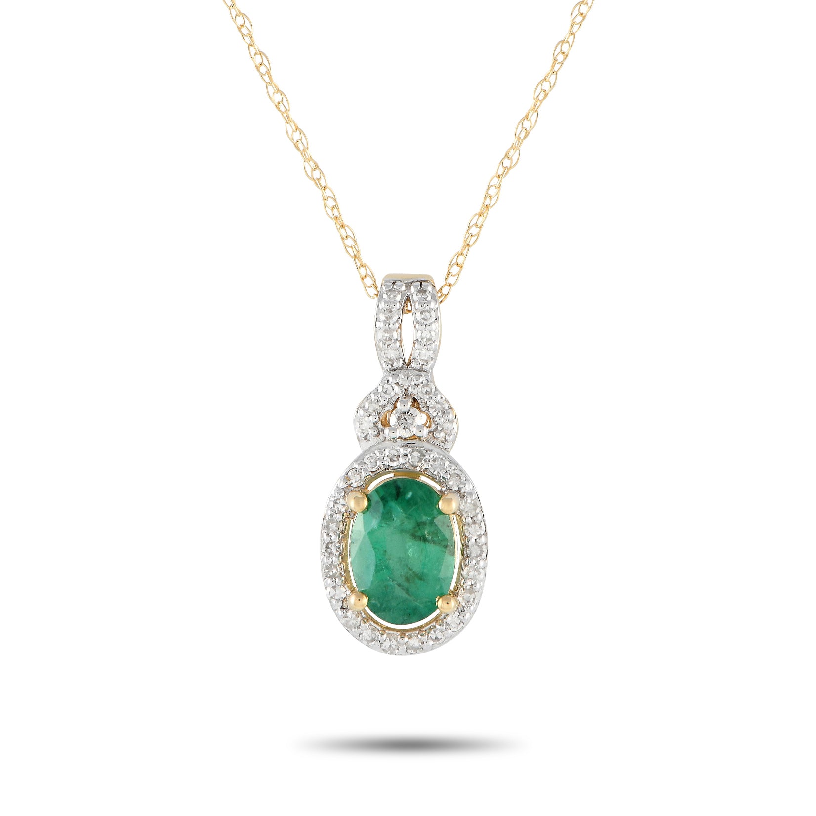 LB Exclusive 14K Gelbgold 0,15ct Diamant und Emerald Halskette PD4 15738JEM