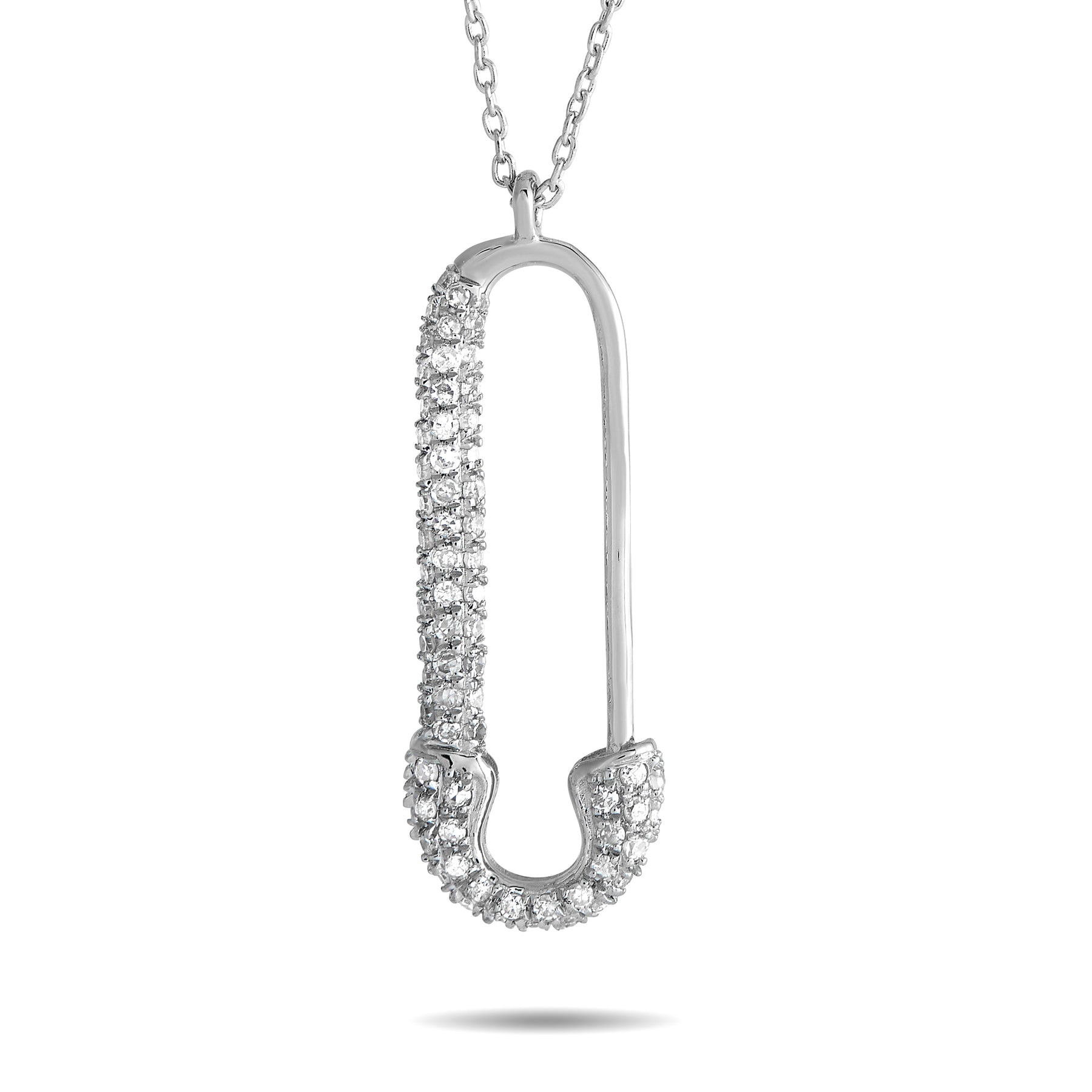 LB Exclusive 14K Weißgold 0.17ct Diamant Sicherheitsnadel Halskette PD4 16188W