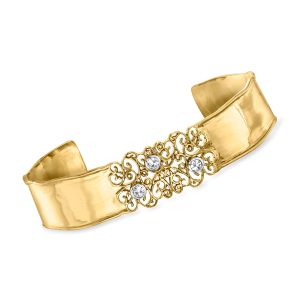 Ross-Simons Diamond Filigree Cuff Armband in 18kt Gold über Sterling