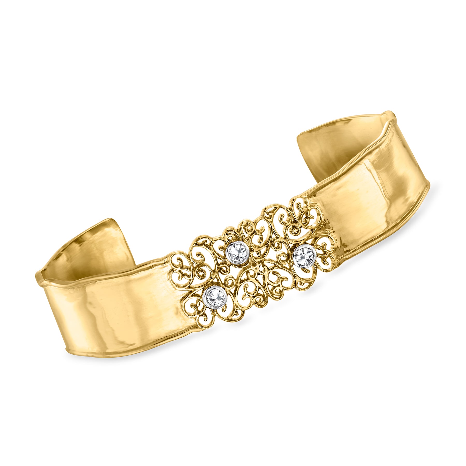 Ross-Simons Diamant filigrane Manschette Armband in 18kt Gold über Sterling