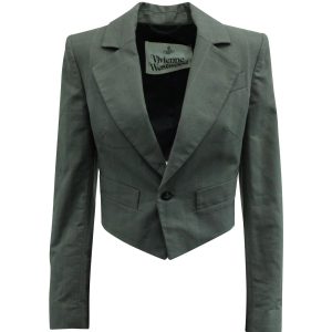 Vivienne Westwood Lou Lou Spencer Cropped Blazer aus grauer Wolle 7833202819132