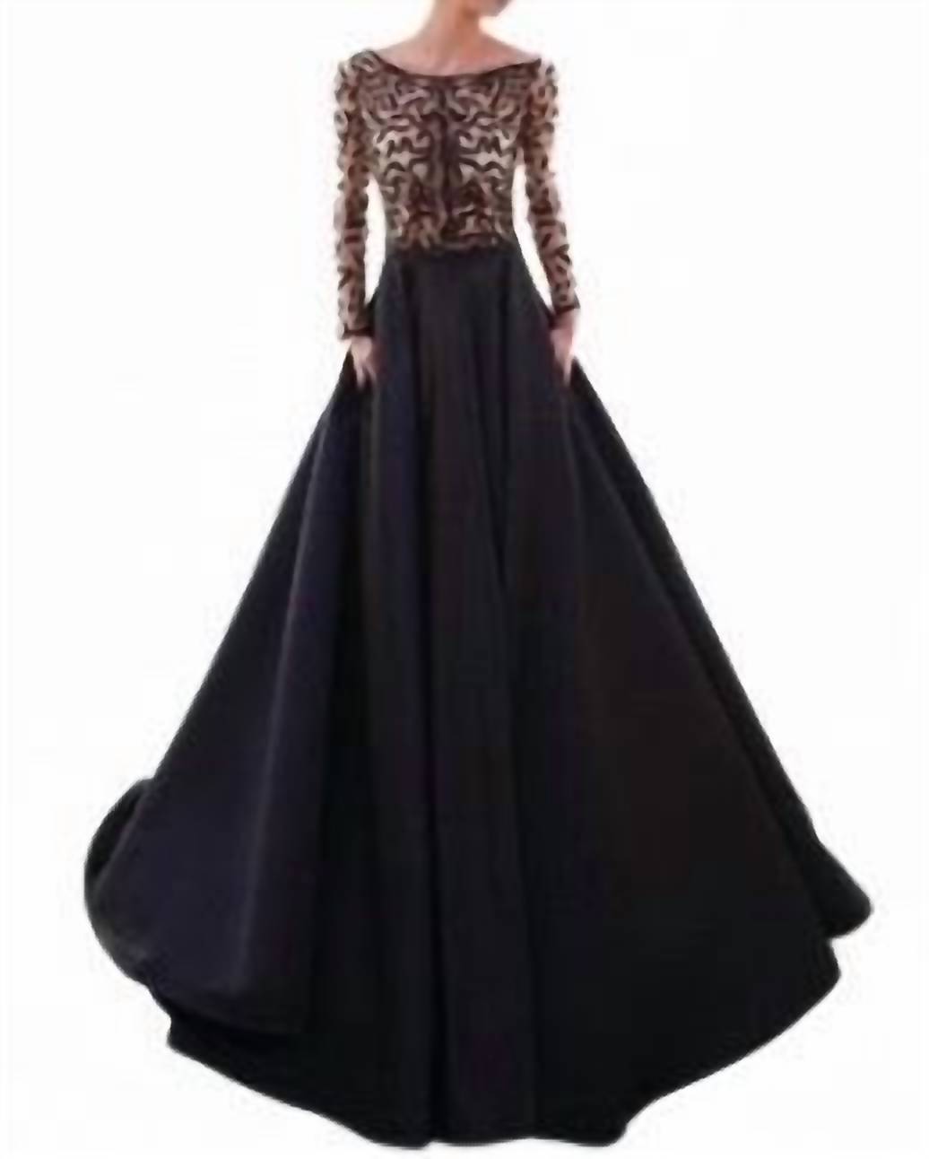 Langes Mesh-Kleid in Schwarz