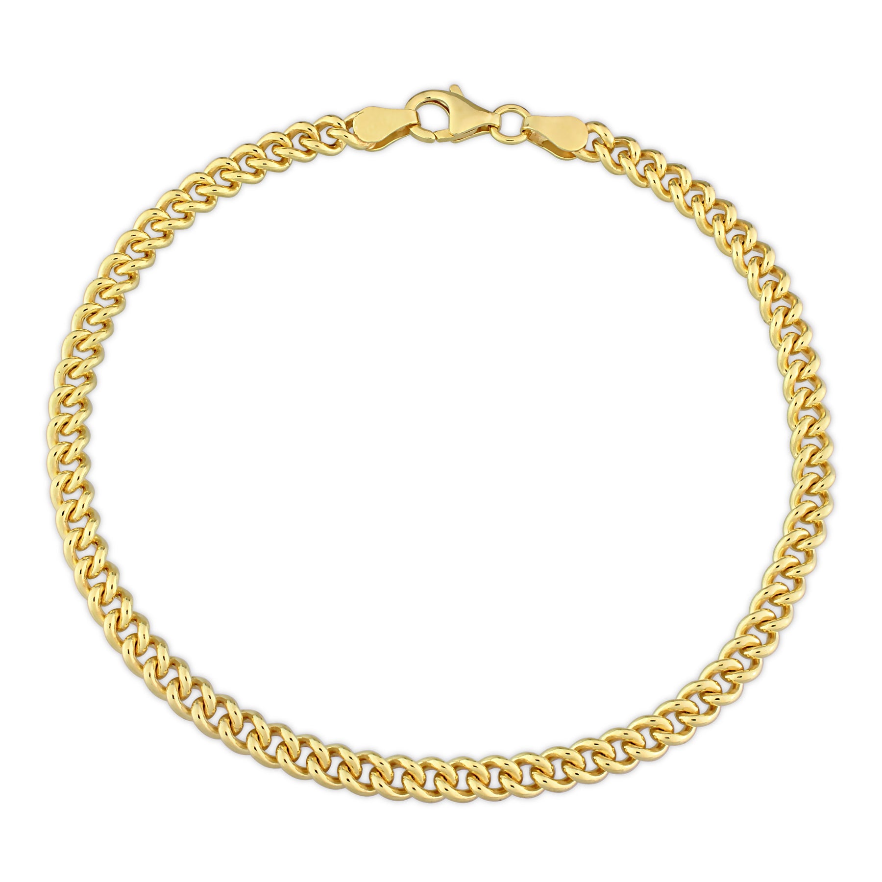Mimi & Max 4,4 mm Curb Link Kette Fußkettchen in Gelb Silber – 9 Zoll