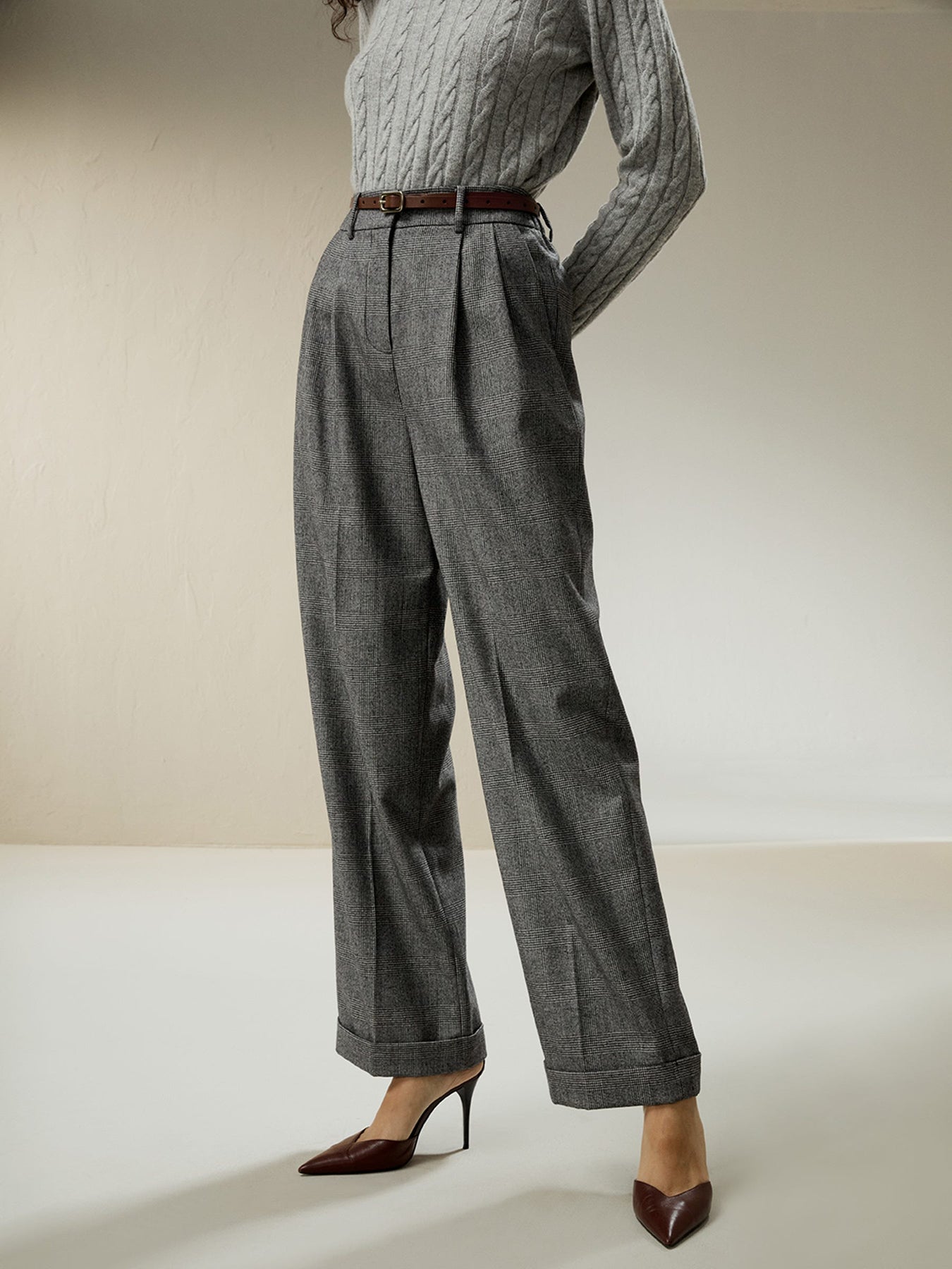 Weites Bein Wolle-Flannel Anzughose für Damen