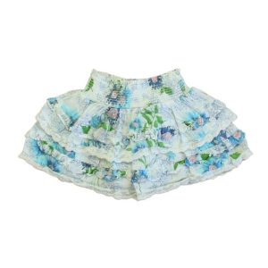 Love Shack Fancy Mädchen weiß-blau mit Blumenmuster Rock 7805844389948