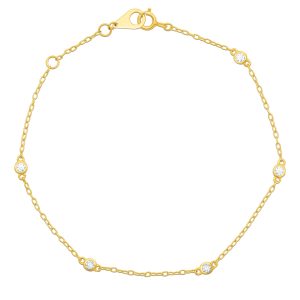 14k Gelbgold Station Diamantarmband