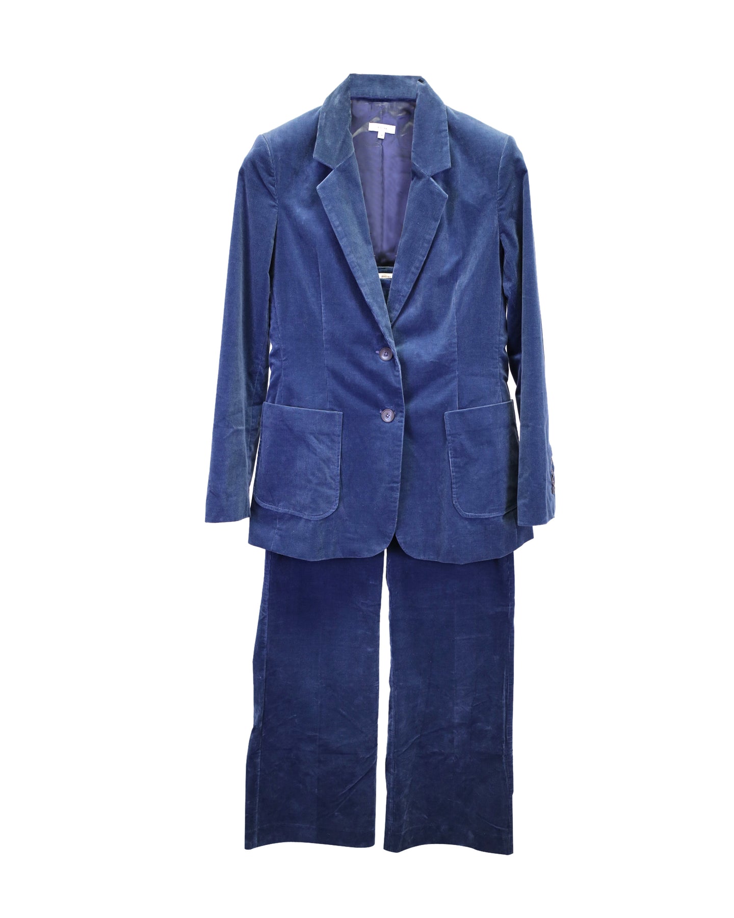 Iris & Ink Velvet Petrol Suit Set aus blauer Baumwolle