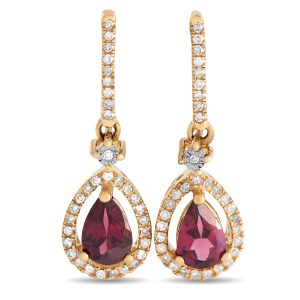LB Exclusive 14K Gelbgold 0,20ct Diamant und Granat Birne Ohrringe - – ER4 / 15061YGA
