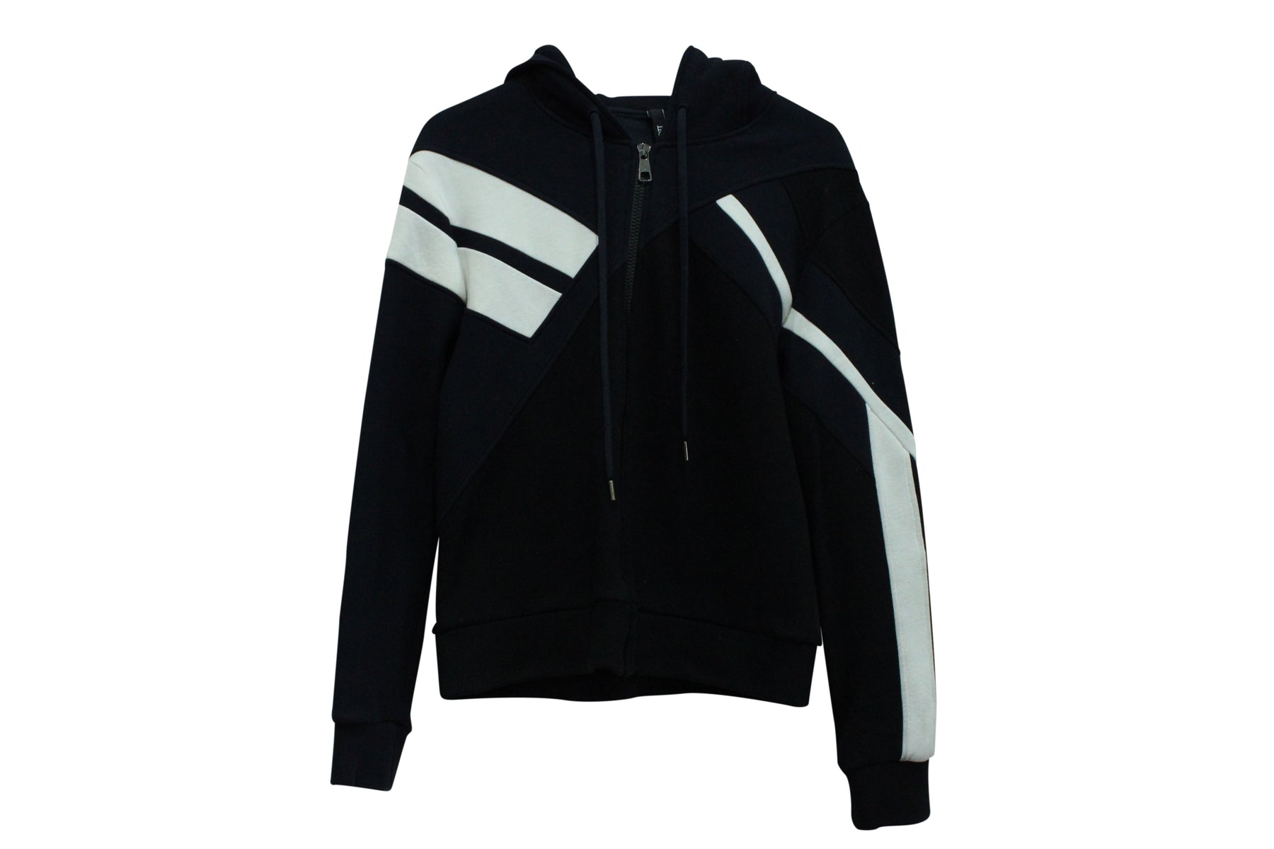 Neil Barrett Geometric Muster Zip Up Kapuzenjacke in Schwarz Lyocell