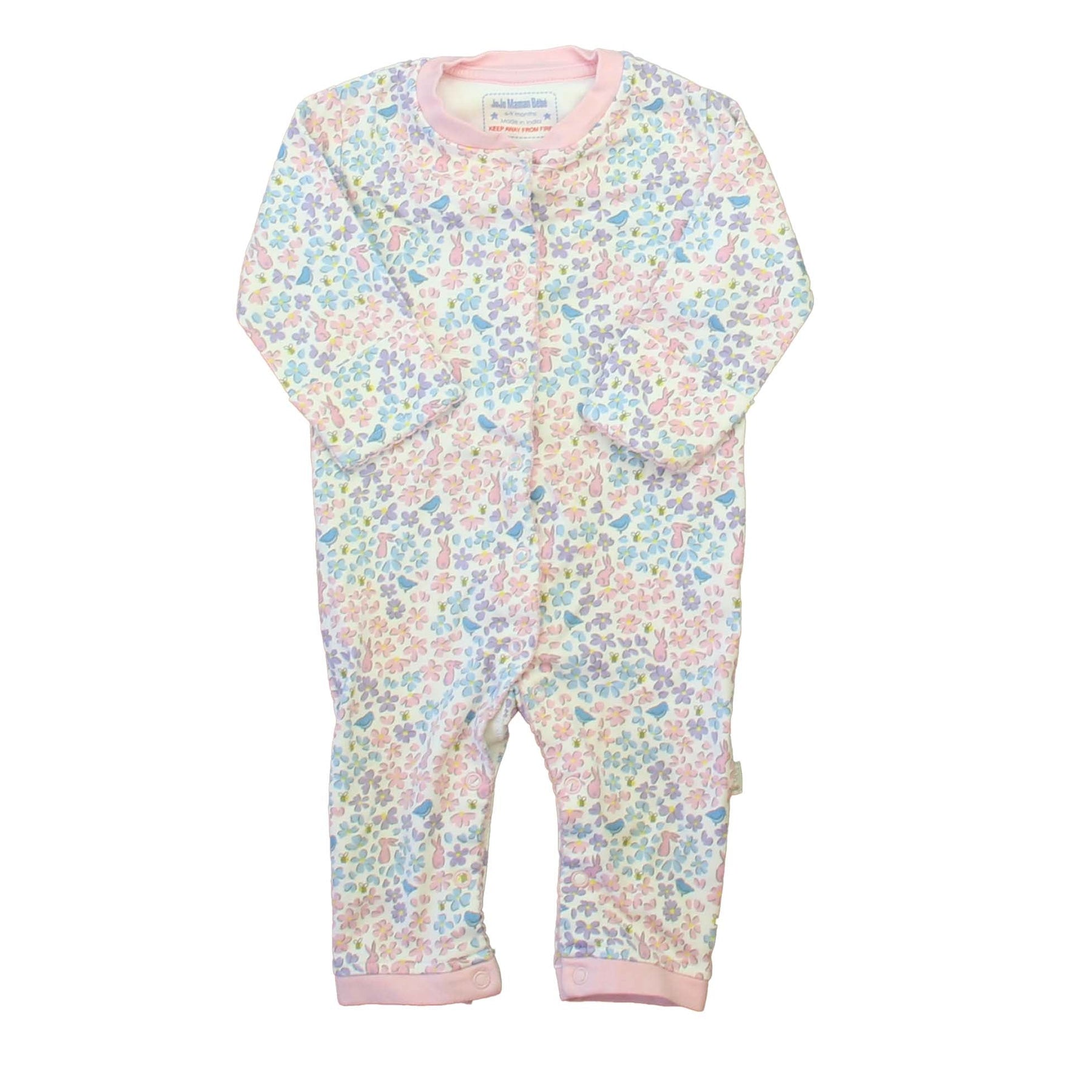 Jojo Maman Bebe Mädchen Rosa – Lila – Blau mit Blumenmuster Langarm-Outfit