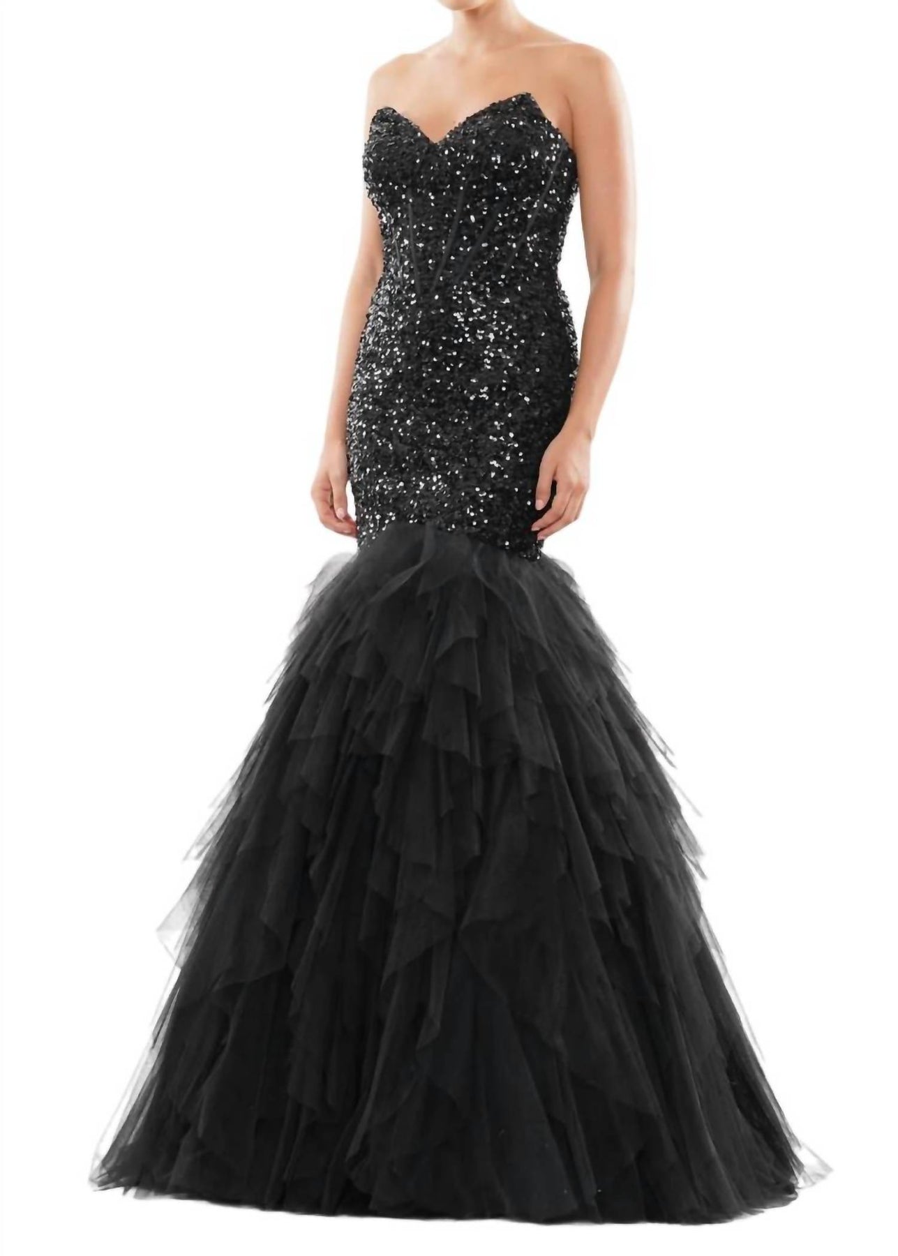 Pailletten Meerjungfrau Prom Kleid in schwarz