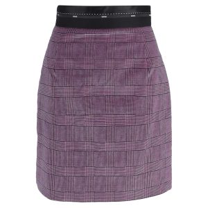 MSGM Prince Of Wales Plaid Mini A-Linie Rock aus rosa Wolle 7833205997628