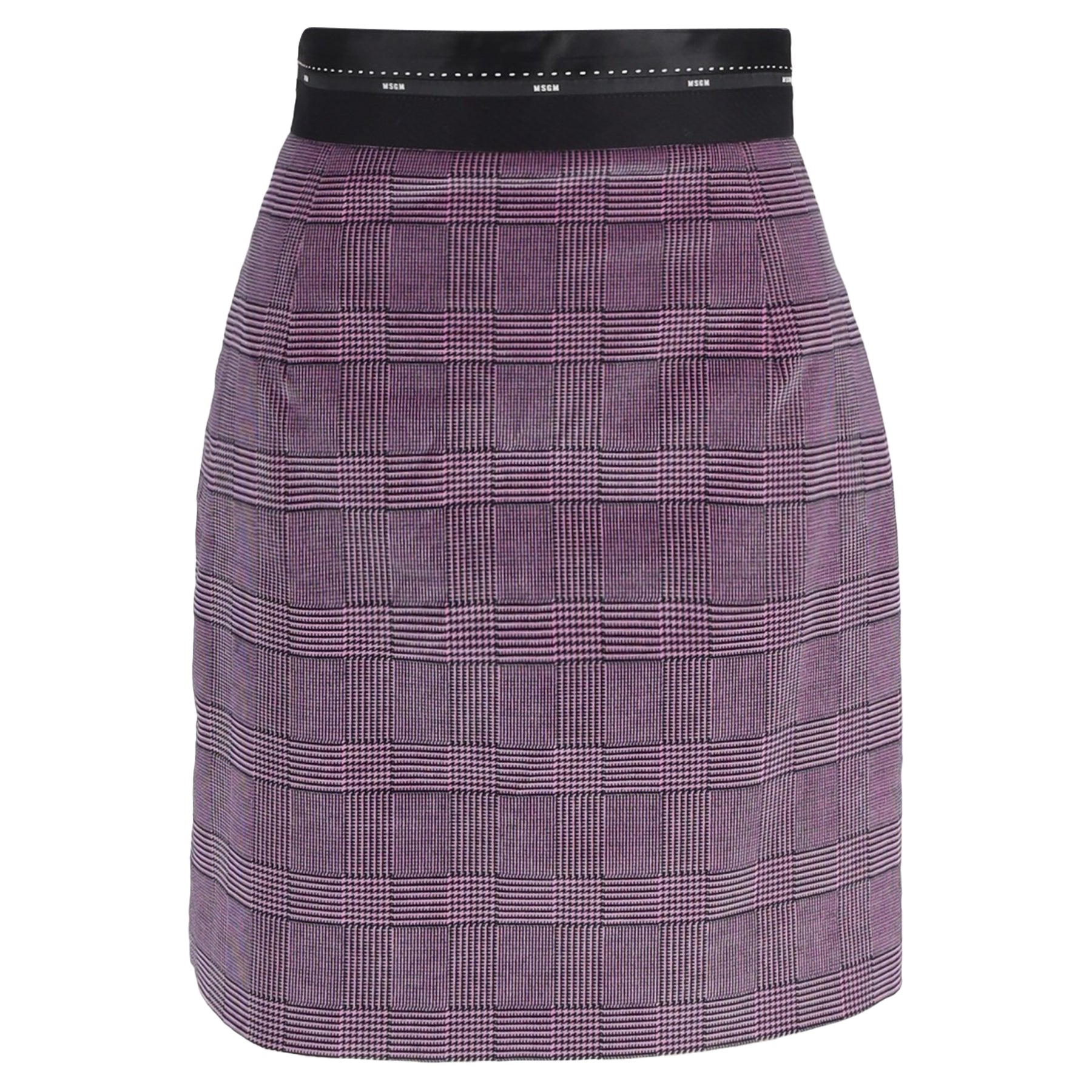 MSGM Prince Of Wales Mini A-Linie Rock aus rosa Wolle