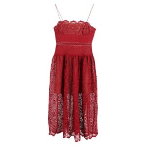 Self-Portrait midi Spitze ärmelloses Kleid aus rotem Polyester 7833205309500