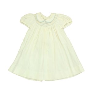 Ancar Mädchen Elfenbein – Blau – Smocked Kleid