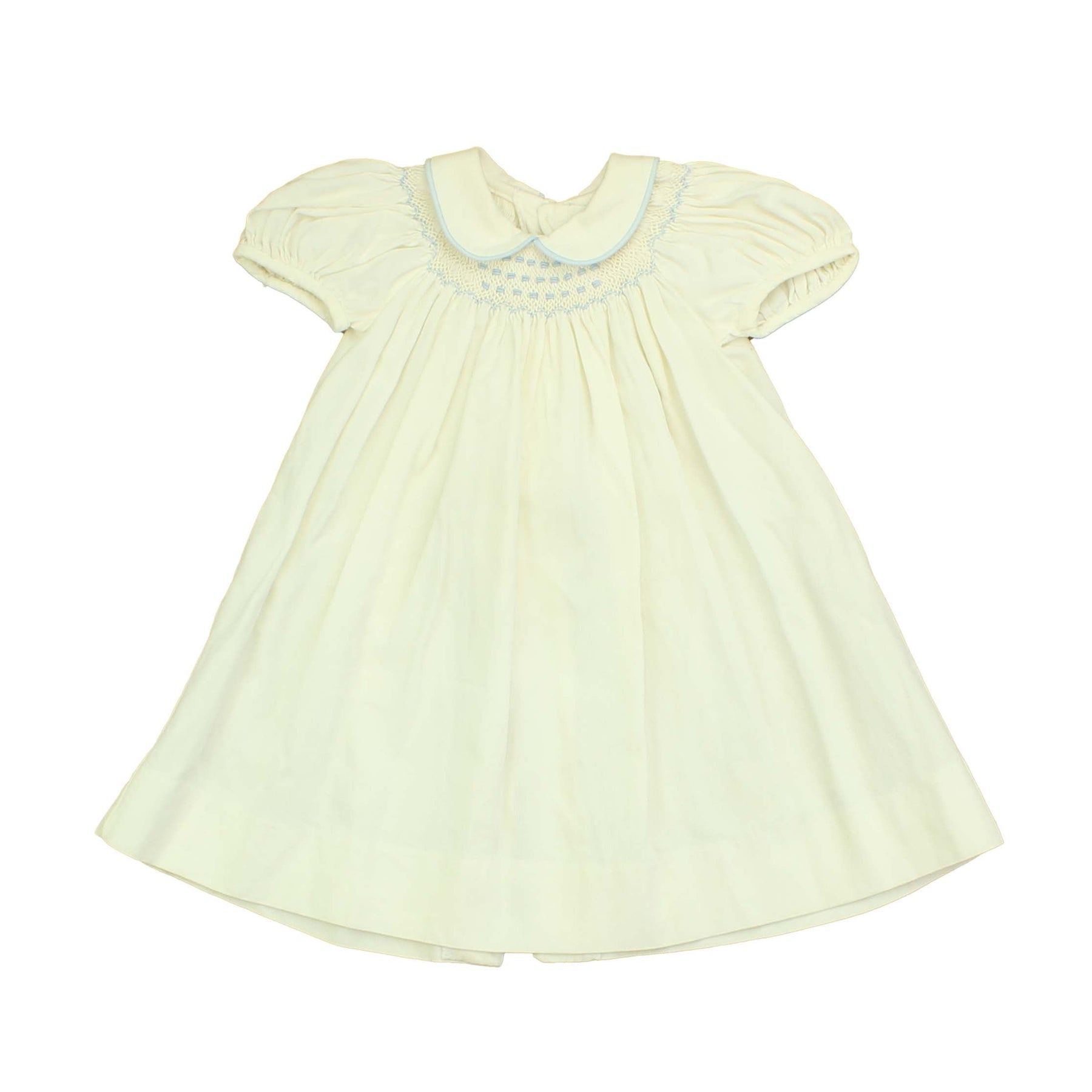 Ancar Mädchen Elfenbein – Blau – Smocked Kleid