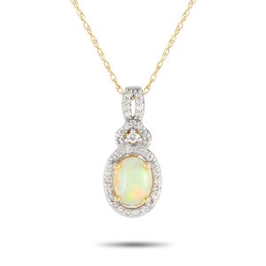LB Exclusive 14K Gelbgold 0,15ct Diamant und Opal Halskette - – PD4 / 15738YOP