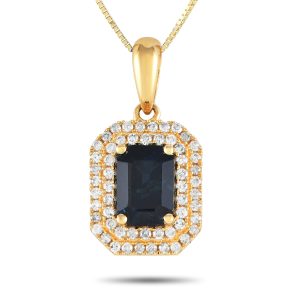 LB Exclusive 14K Gelbgold 0,24ct Diamant und Saphir Anhänger Halskette - – PD4 / 15905YSA