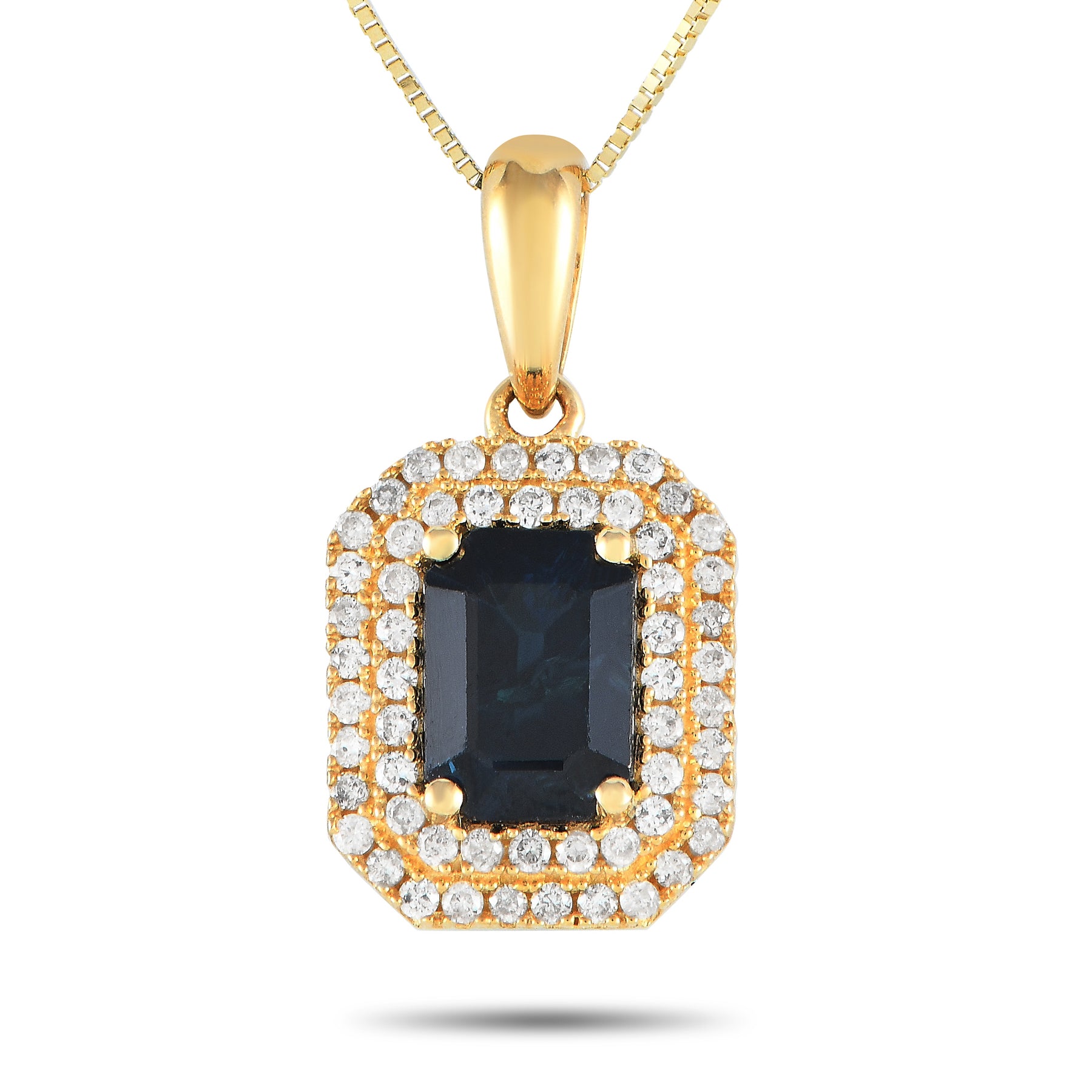 LB Exclusive 14K Gelbgold 0.24ct Diamant und Saphir Anhänger Halskette PD4 15905YSA
