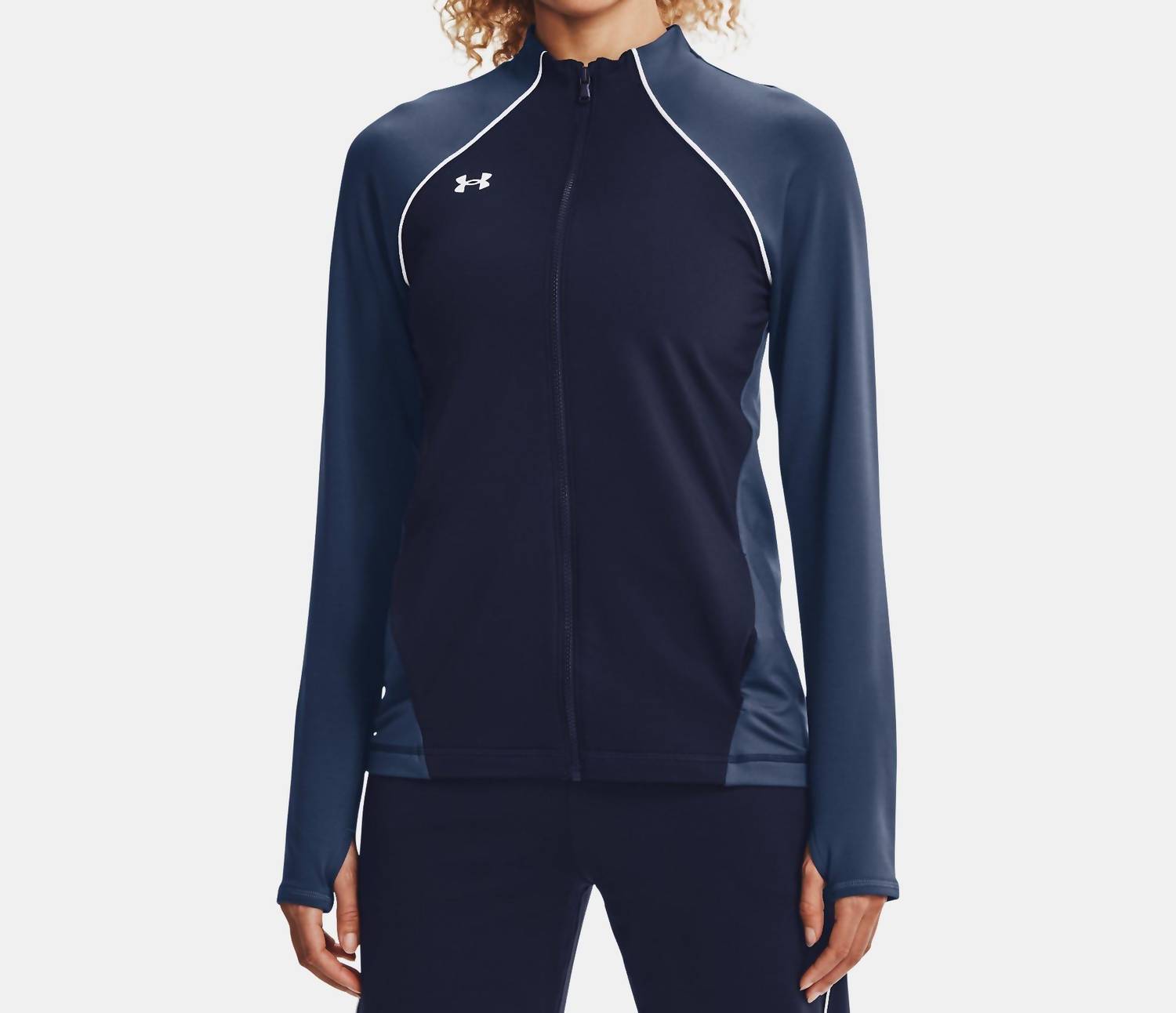Jacke mit durchgehendem Reißverschluss in Midnight Dunkelblau/weiß