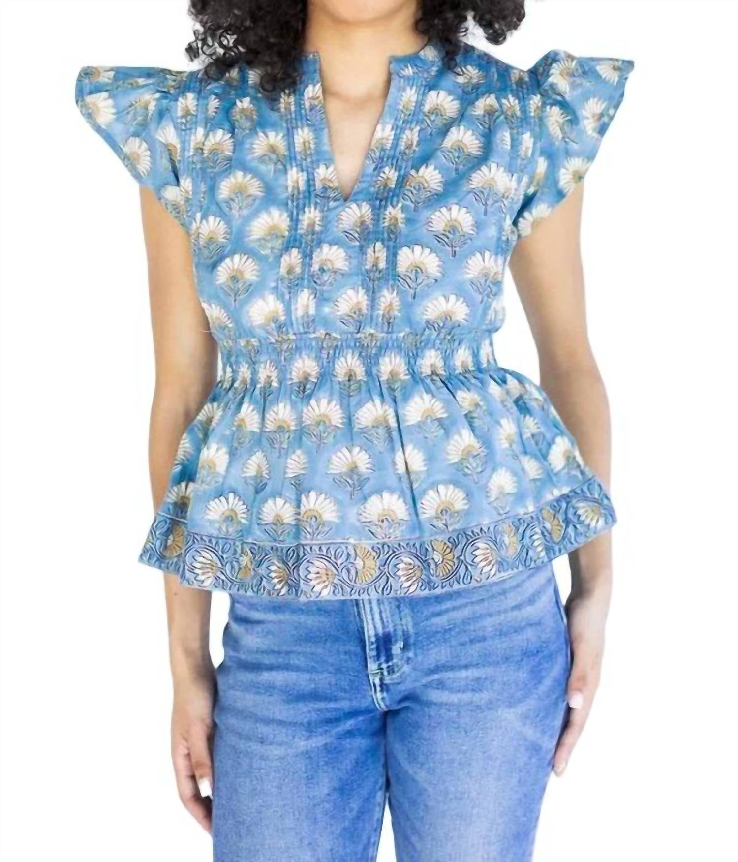 Violette Bluse in Blaustein