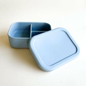 Silicone Bento Lunch & Snack Box for Kinder & Erwachsene grau blau