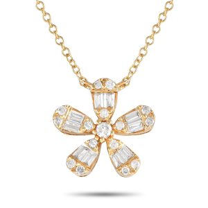 LB Exclusive 14K Gelbgold 0,23ct Diamant Blume Halskette – PN14995