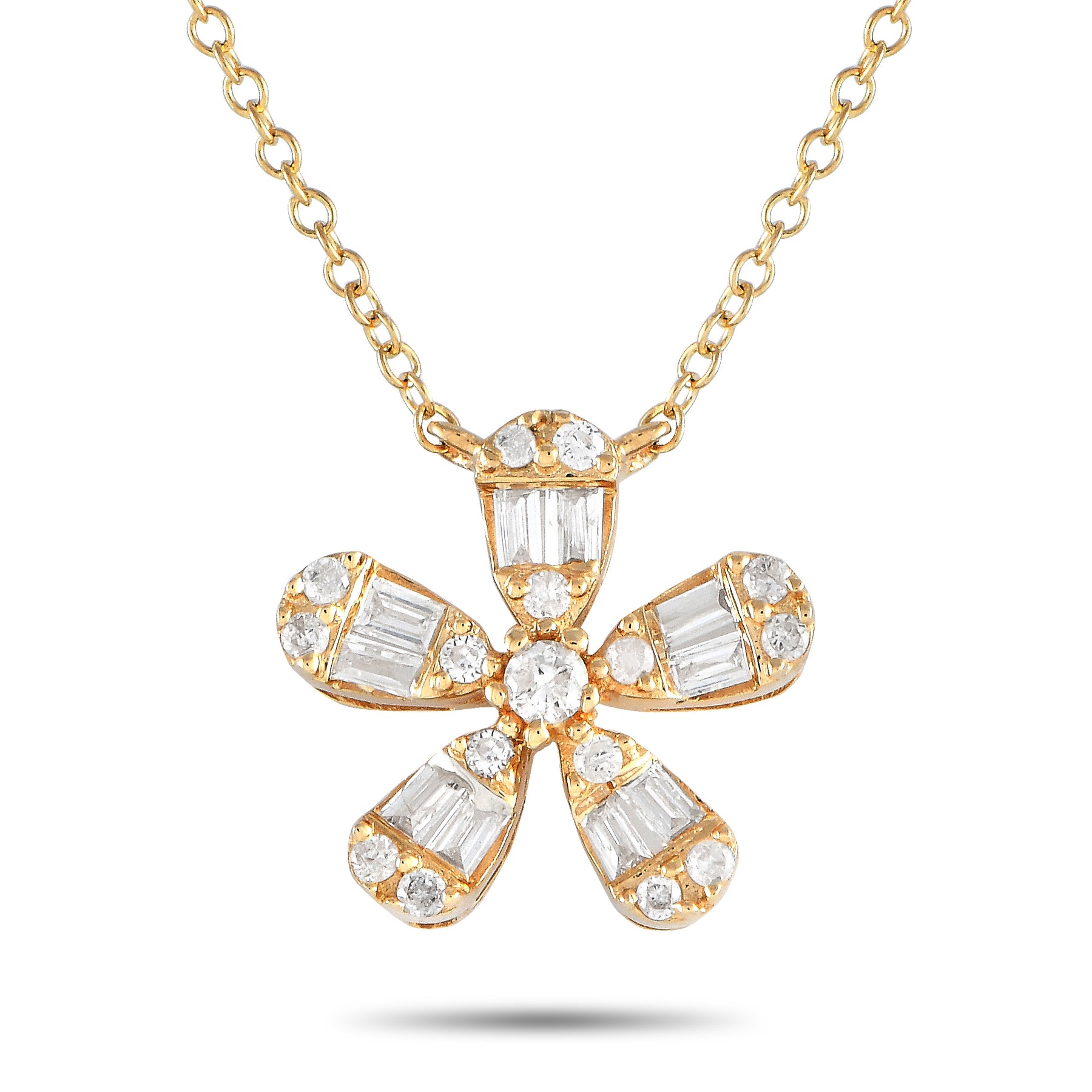 LB Exclusive 14K Gelbgold 0.23ct Diamant Blume Halskette PN14995