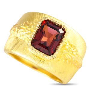 Buccellati Rigato 18 Karat Gelbgold Granat Ring BU08 -070824