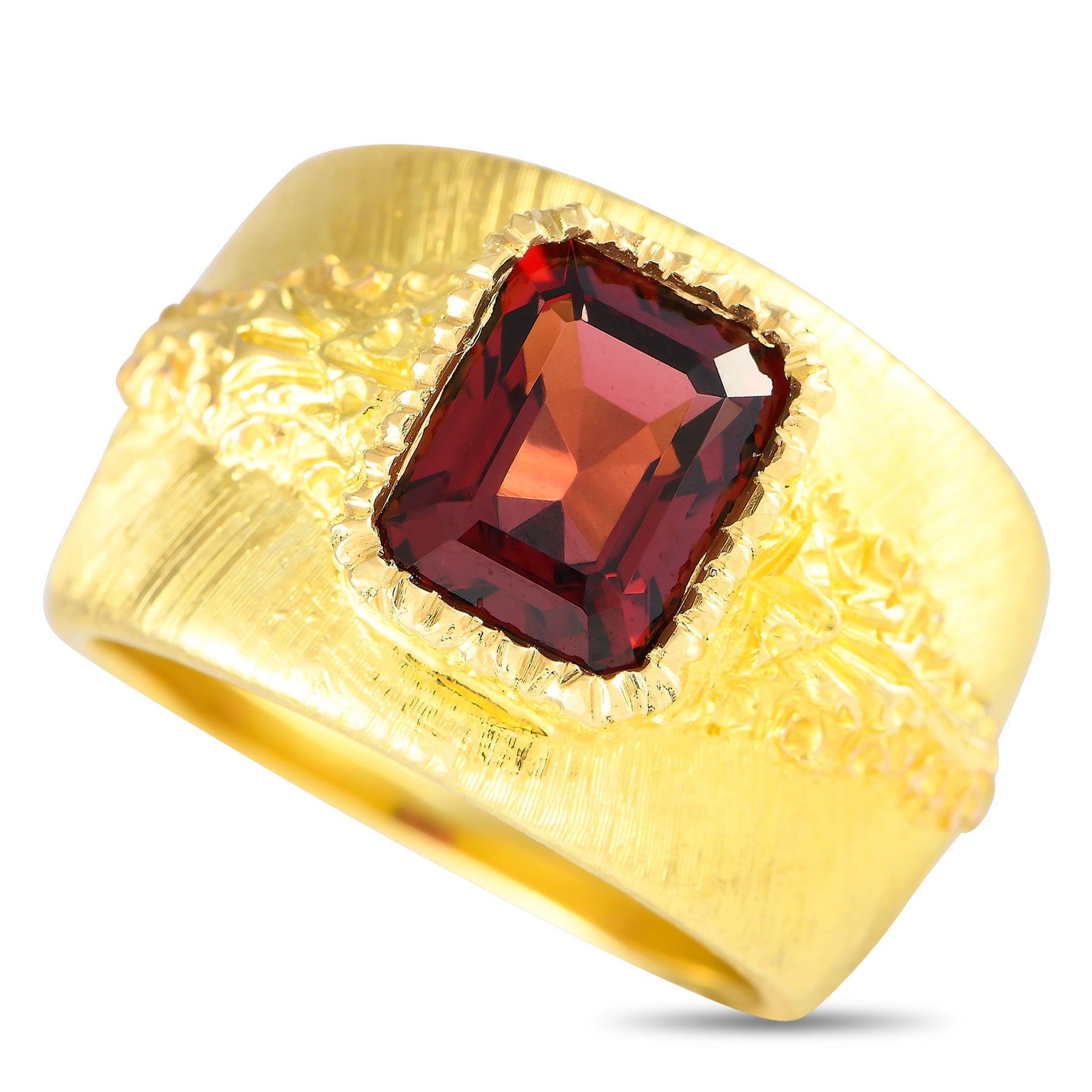 Buccellati Rigato 18 Karat Gelbgold Granat Ring BU08 -070824