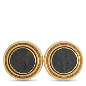 LB Exclusive 18K Gelbgold alte judean prutah Münze Clip-on Ohrringe MF03-111423