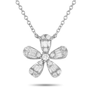 LB Exclusive 14K Weißgold 0,23ct Diamant Blume Halskette – PN14995