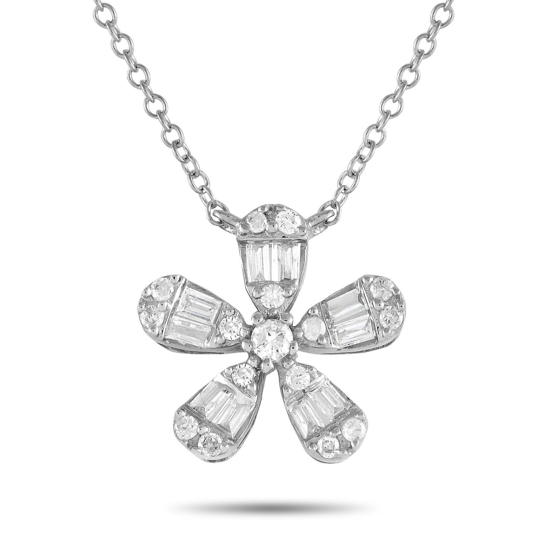 LB Exclusive 14K Weißgold 0.23ct Diamant Blume Halskette PN14995
