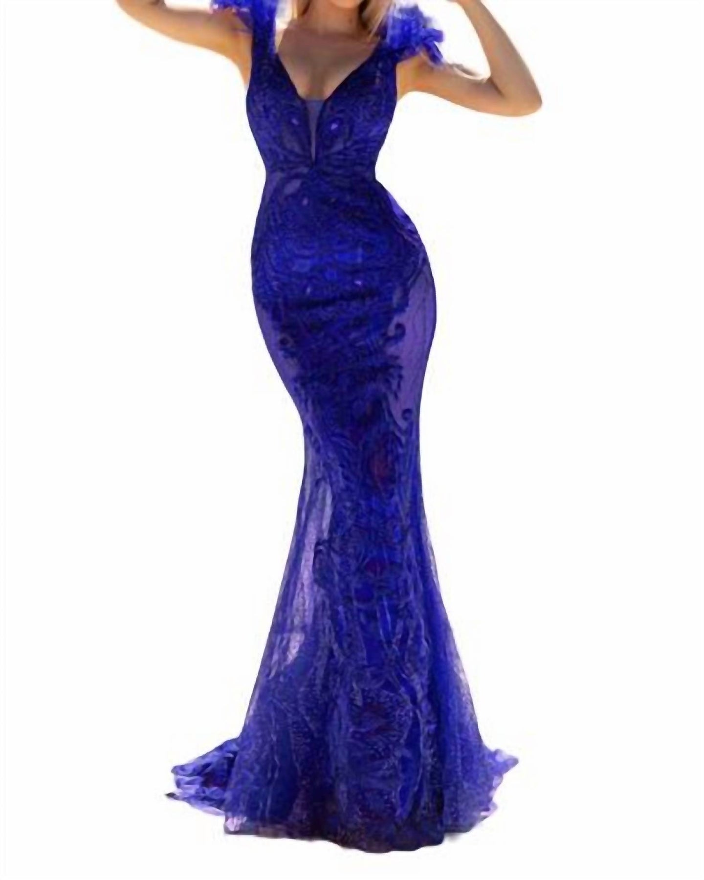 Mermaid körpernah Ballkleid in Kobalt