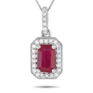 LB Exclusive 14K Weißgold 0,10ct Diamant und Rubin Halskette - – PD4 / 16050WRU