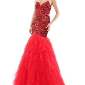 Sequin Mermaid Prom Kleid in rot 7833305972796