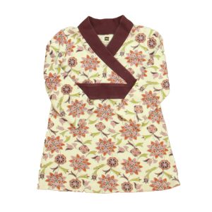 Tee Mädchen Elfenbein – Weinrot mit Blumenmuster Kleid