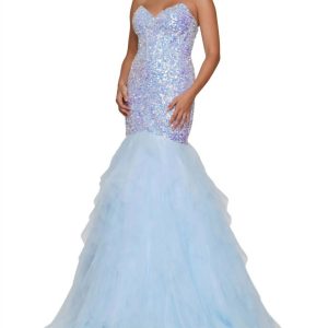 Sequin Mermaid Prom Kleid in hellblau 7833306234940