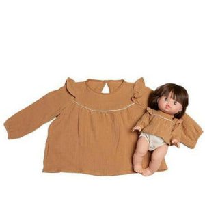 Minikane Doll & Me Outfits Marina Bluse aus Baumwoll-Double Gaze Camel
