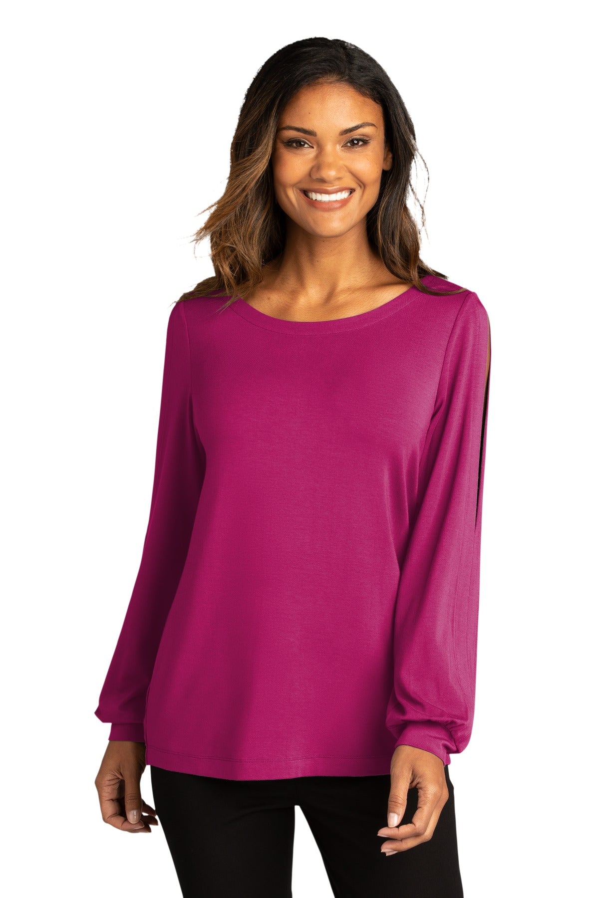 Port Authority Damen Luxe stricken Jewel Neck Top LK5600