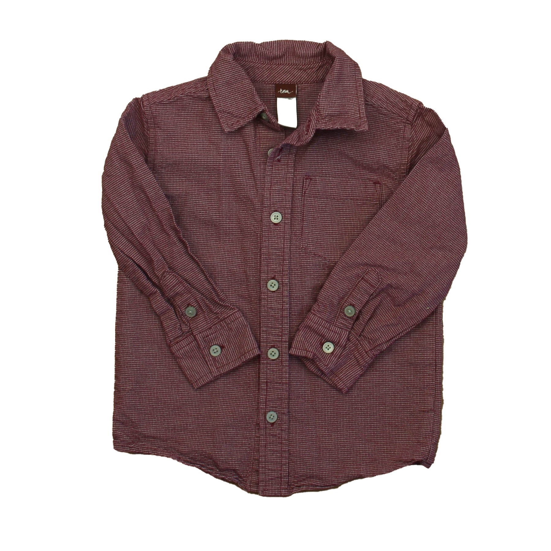 Tee Jungen Weinrot mit Knopfleiste Langarm