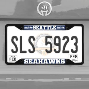 Fanmats Seattle Seahawks Metal License Plate Frame Schwarzer Abgang
