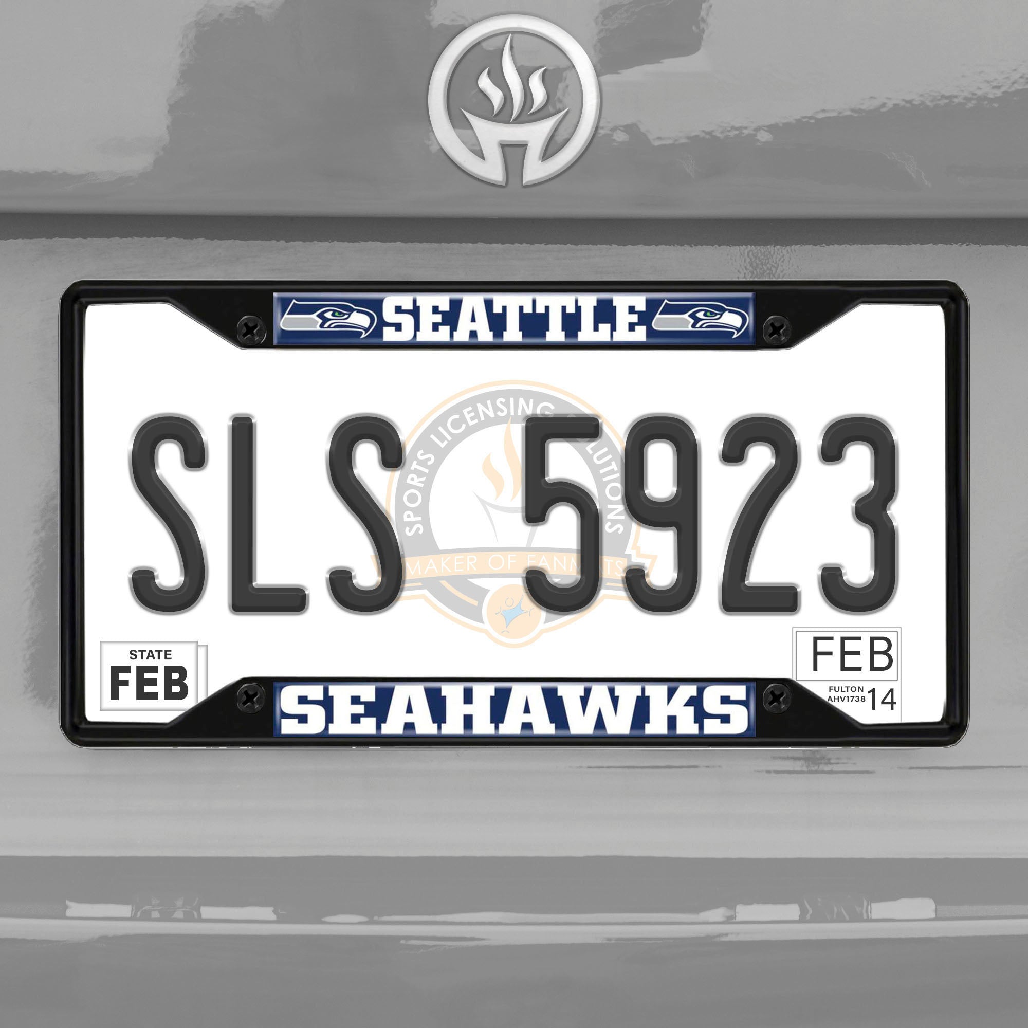 Fanmats Seattle Seahawks Metall Nummernschild Rahmen schwarz Finish