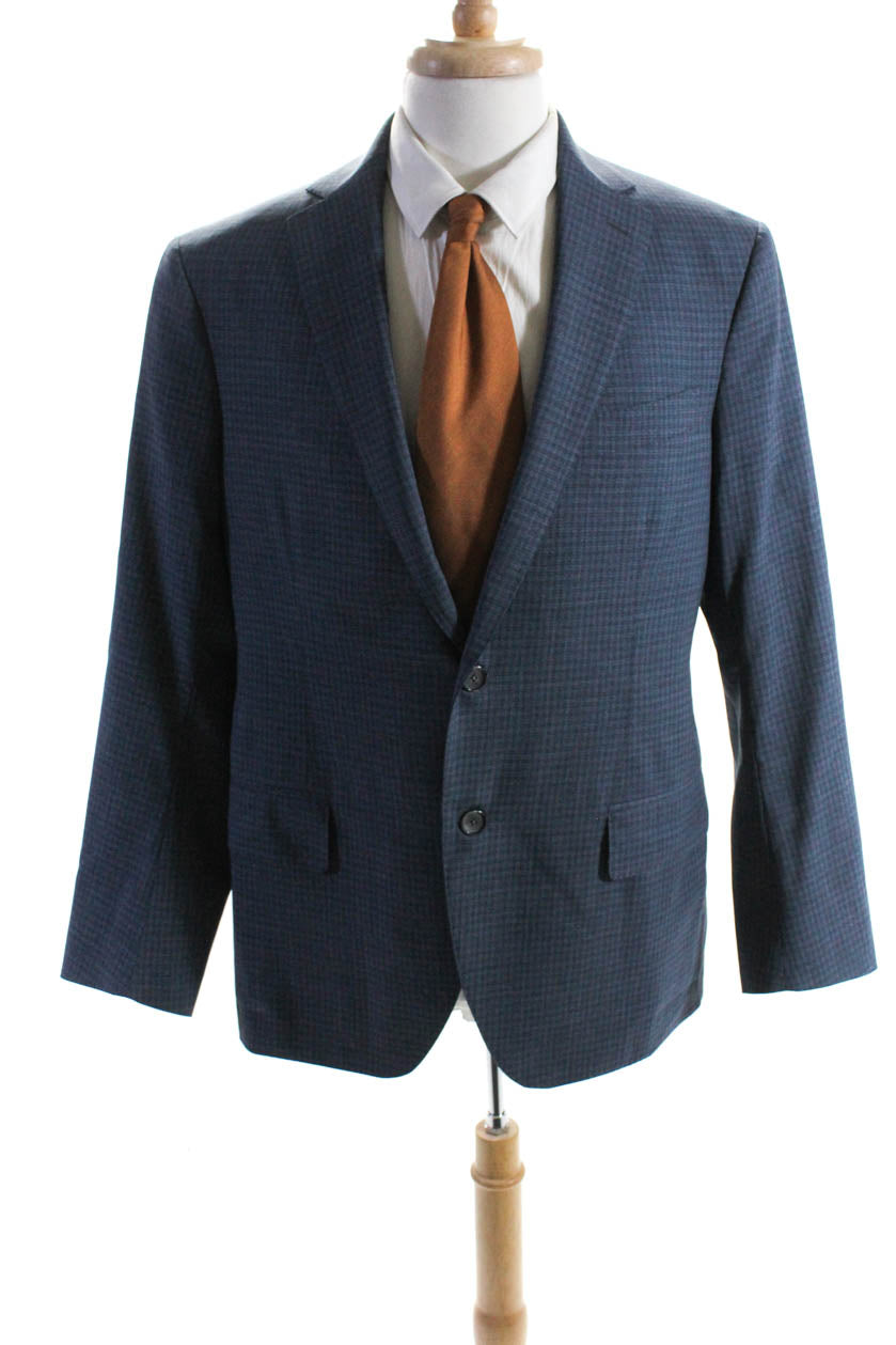 Loro Piana Herren Wolle Paisley gefüttert gestreift geknöpft Blazer Blau