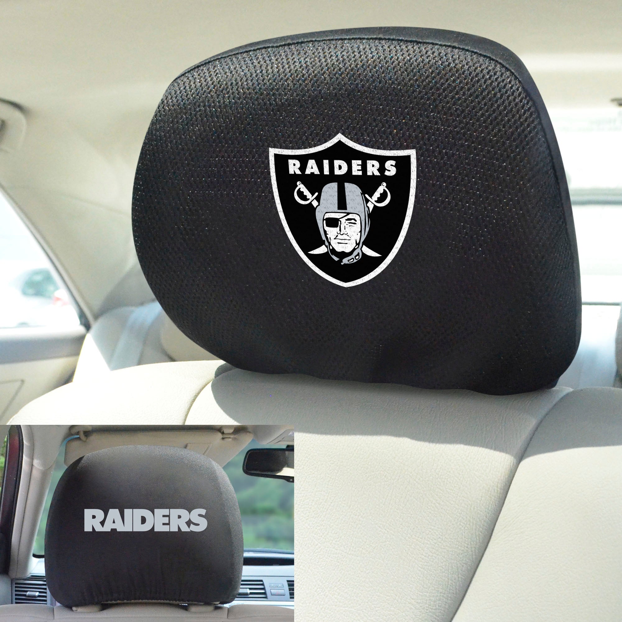 Fanmats Las Vegas Raiders bestickt Kopf Rest Cover Set – 2 Stück