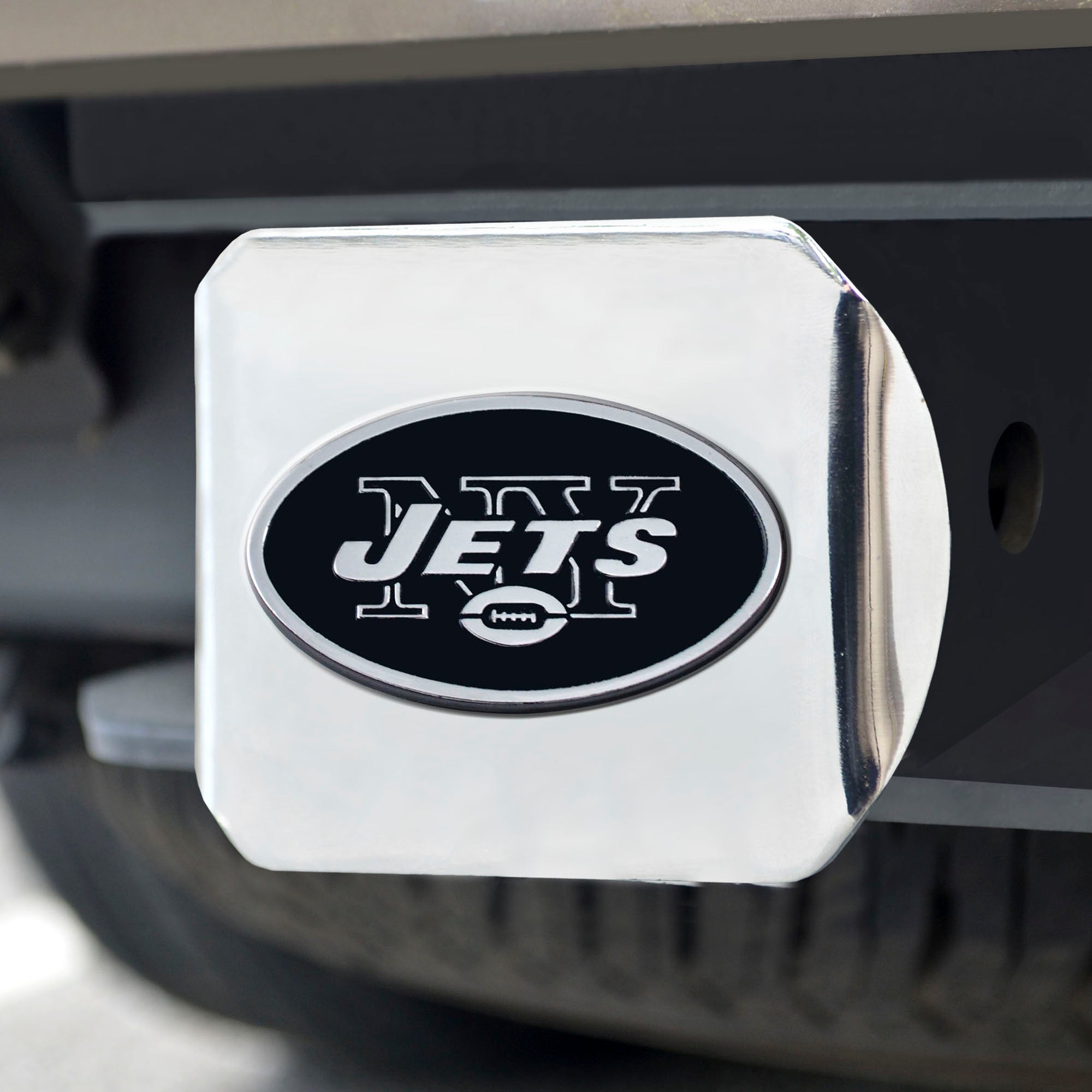 Fanmats New York Jets Chrom Metall Hitch Cover mit Chrom Metall 3D Emblem
